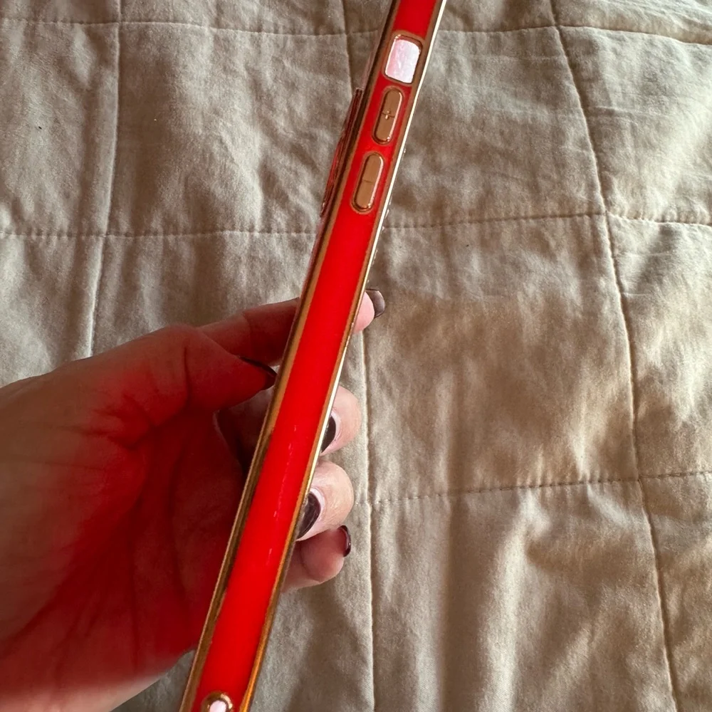 Red with gold heart 11 pro max phone case